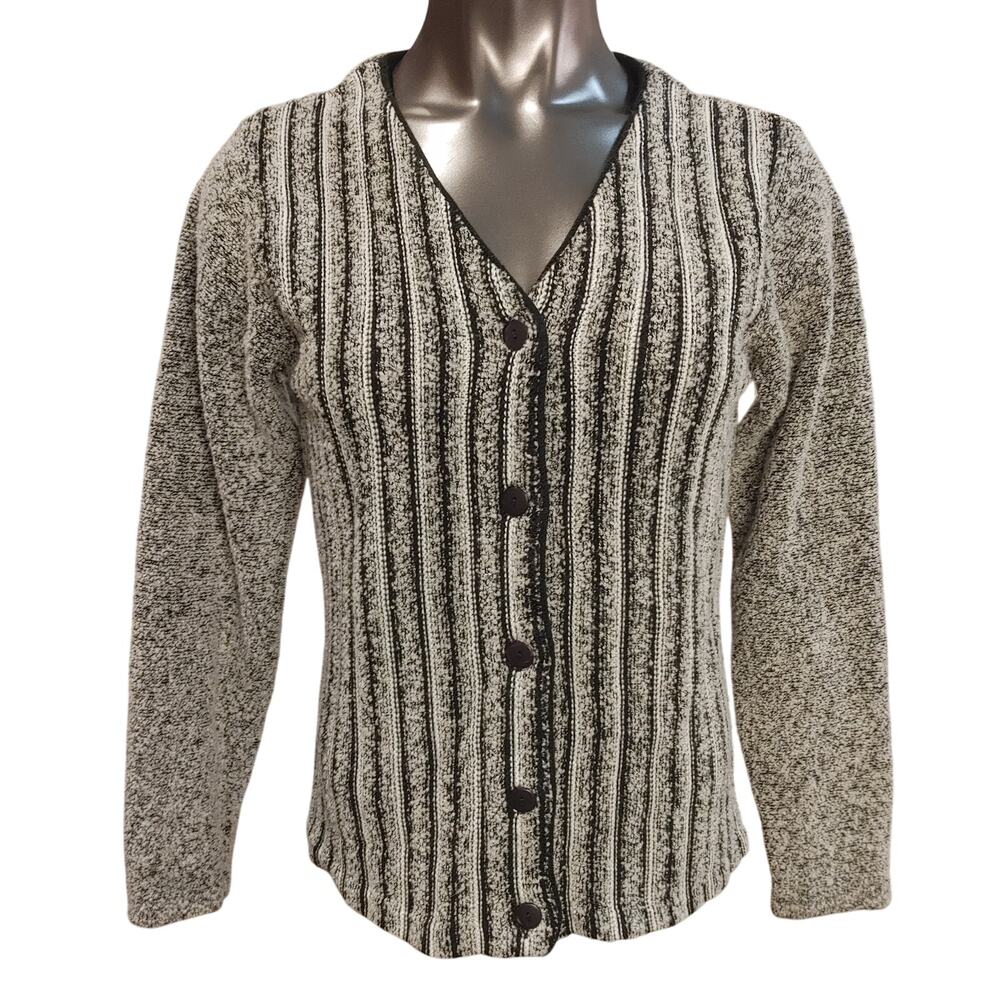 Reflections Spiegel Women's S Gray/Black Knit Bttn Front Cardigan